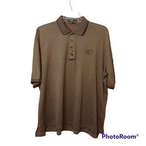 DESCENTE XL men's polo tan black short sleeve  golf casual lightweight